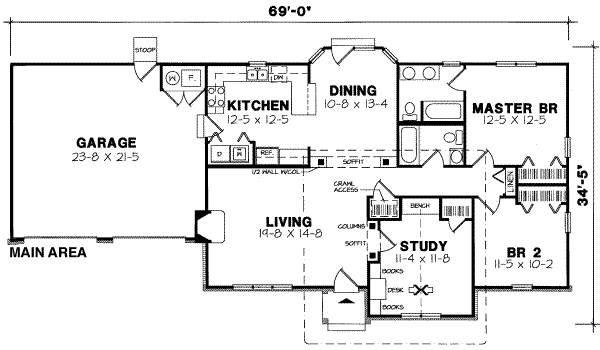Traditional Floor Plan - Main Floor Plan #312-345