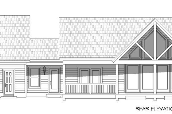 Exterior - Rear Elevation 1 for Southern House Plan #932-847 - 2 bed, 3 bath