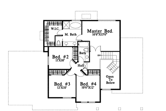 Floor Plan - Upper Floor for Traditional House Plan #78-145 - 4 bed, 2.5 bath