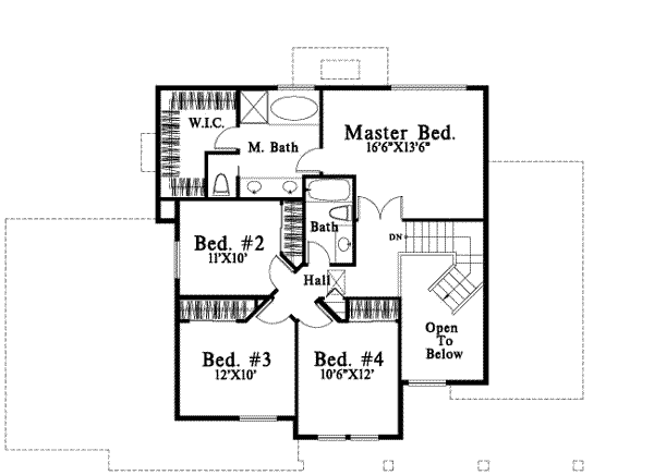 Traditional Floor Plan - Upper Floor Plan #78-145
