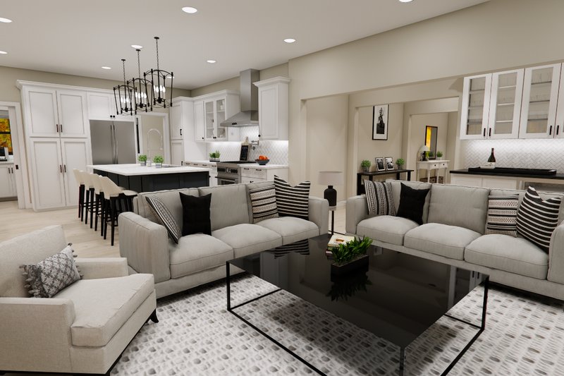 Architectural House Design - Interior - Family Room for Farmhouse House Plan #51-1363 - 4 bed, 3.5 bath