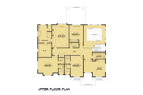 Floor Plan - Upper Floor for Contemporary House Plan #1066-104 - 5 bed, 5.5 bath