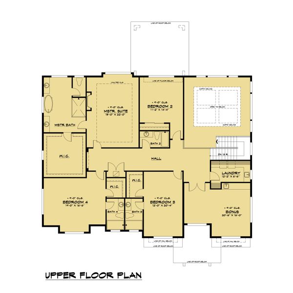 Contemporary Floor Plan - Upper Floor Plan #1066-104