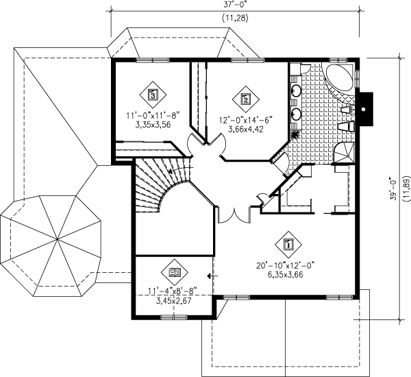 Dream House Plan - Traditional Floor Plan - Upper Floor Plan #25-2046