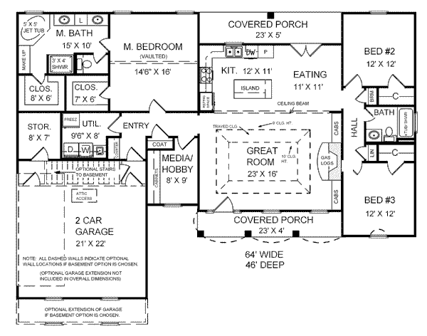 Architectural House Design - Southern Floor Plan - Main Floor Plan #21-123