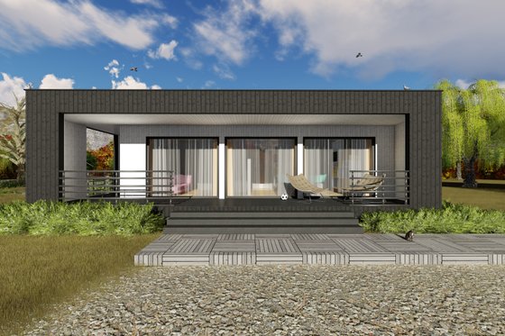 Exterior - Front Elevation 3 for Modern House Plan #549-7 - 1 bed, 1 bath