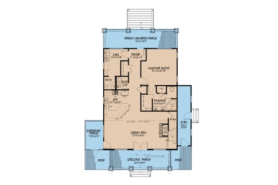 Floor Plan - Main Floor for Farmhouse House Plan #923-91 - 3 bed, 2.5 bath