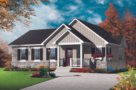 Exterior - Front Elevation 3 for Ranch House Plan #23-2678 - 2 bed, 1 bath