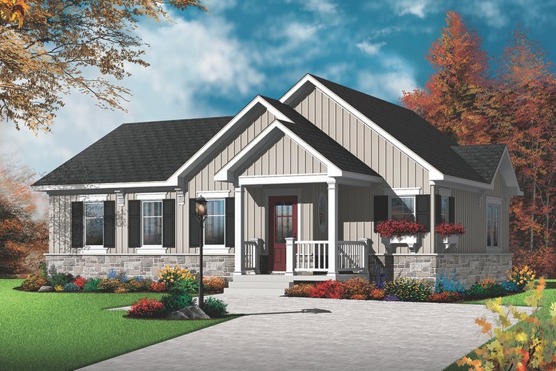 Home Plan - Exterior - Front Elevation 3 for Ranch House Plan #23-2678 - 2 bed, 1 bath