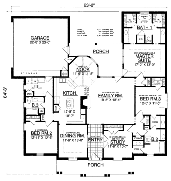 House Plan Design - Southern Floor Plan - Main Floor Plan #40-428