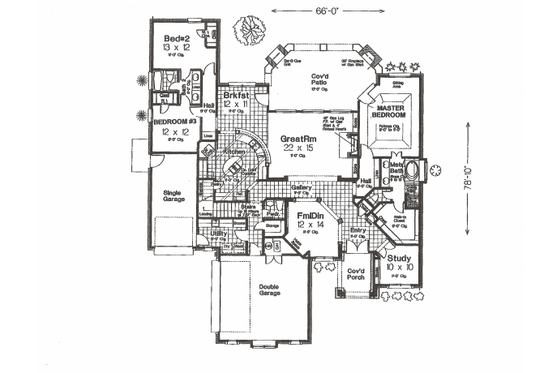 Floor Plan - Main Floor for European House Plan #310-271 - 3 bed, 2.5 bath