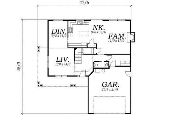 Floor Plan - Main Floor for Traditional House Plan #130-113 - 3 bed, 2.5 bath