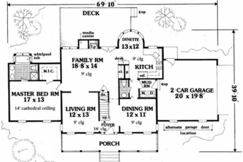 Architectural House Design - Floor Plan - Main Floor for Farmhouse House Plan #3-165 - 5 bed, 2.5 bath