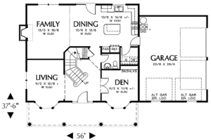 Floor Plan - Main Floor for Colonial House Plan #48-161 - 4 bed, 2.5 bath