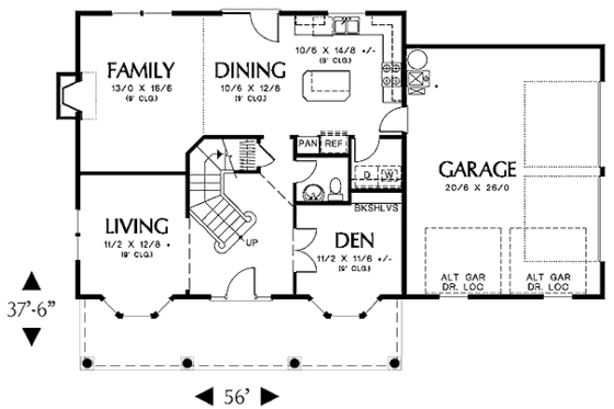 Floor Plan - Main Floor for Colonial House Plan #48-161 - 4 bed, 2.5 bath