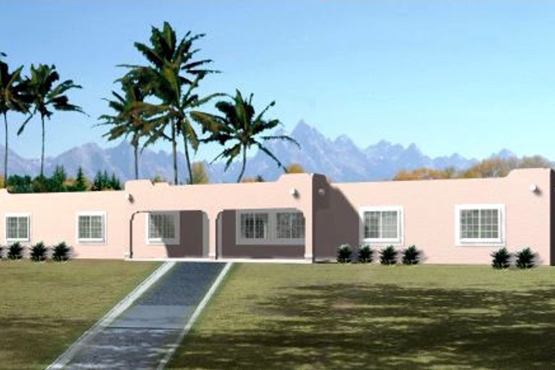 Dream House Plan - Adobe / Southwestern Exterior - Front Elevation Plan #1-1408
