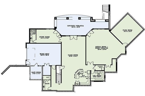 Floor Plan - Lower Floor for European House Plan #17-2460 - 6 bed, 7.5 bath