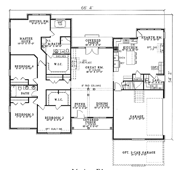 Home Plan - Traditional Floor Plan - Main Floor Plan #17-607