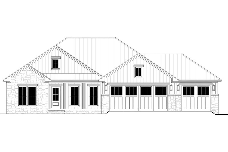 Architectural House Design - Exterior - Front Elevation 4 for Ranch House Plan #430-297 - 3 bed, 2 bath