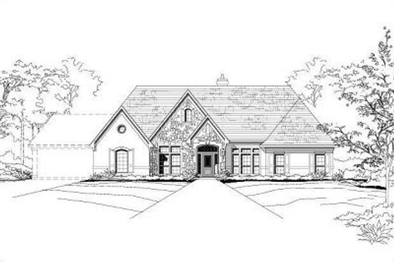 Exterior - Front Elevation for European House Plan #411-757 - 4 bed, 3.5 bath