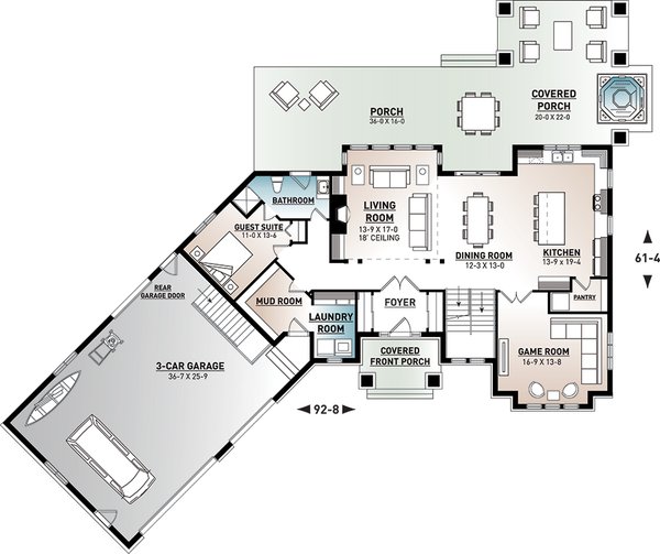 Architectural House Design - Traditional Floor Plan - Main Floor Plan #23-2311