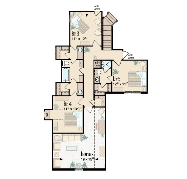 Traditional Floor Plan - Upper Floor Plan #36-226