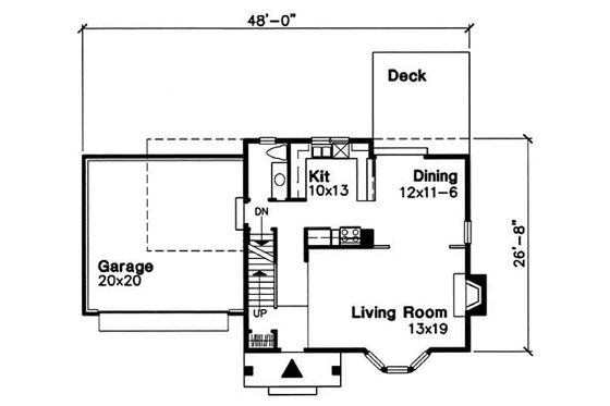 Floor Plan - Main Floor for Traditional House Plan #50-197 - 4 bed, 2.5 bath