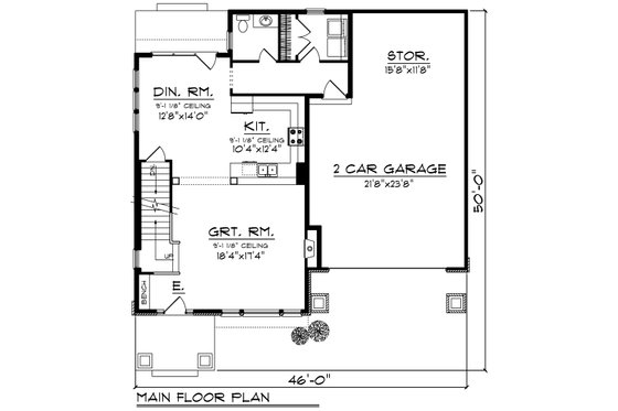 Floor Plan - Main Floor for Traditional House Plan #70-1194 - 3 bed, 2.5 bath