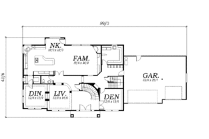 Floor Plan - Main Floor for European House Plan #130-138 - 4 bed, 3.5 bath