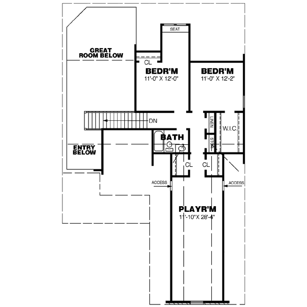 Architectural House Design - Colonial Floor Plan - Upper Floor Plan #34-197