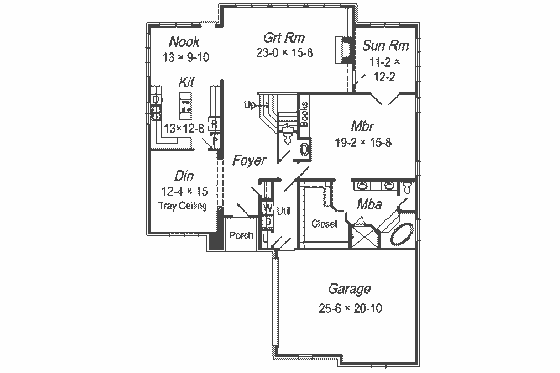 Floor Plan - Main Floor for European House Plan #329-290 - 4 bed, 2.5 bath