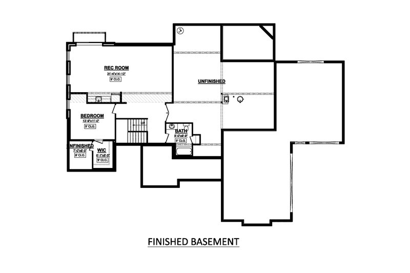 House Blueprint - Floor Plan - Lower Floor for Country House Plan #1089-22 - 3 bed, 2.5 bath