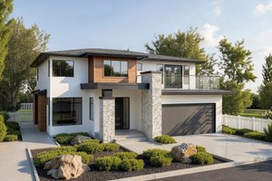 Exterior - Front Elevation for Modern House Plan #1100-57 - 4 bed, 2.5 bath