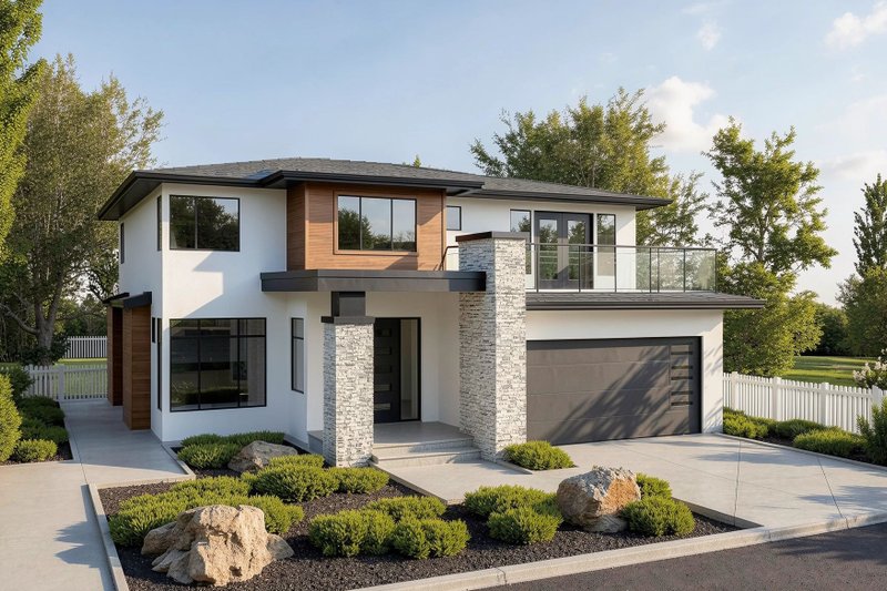 Exterior - Front Elevation 2 for Modern House Plan #1100-57 - 4 bed, 2.5 bath