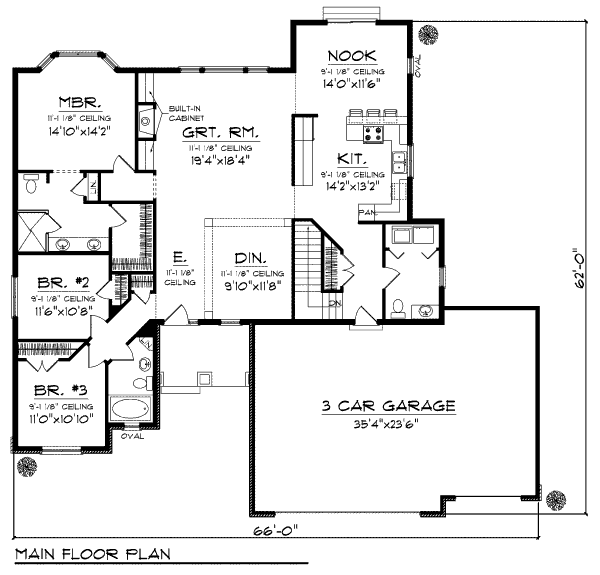 Dream House Plan - Bungalow Floor Plan - Main Floor Plan #70-977