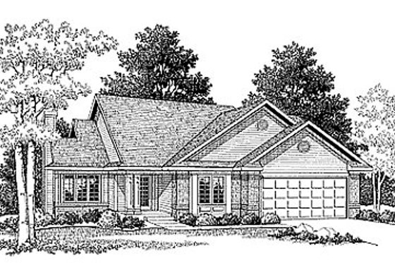 Exterior - Front Elevation for Traditional House Plan #70-132 - 3 bed, 2 bath