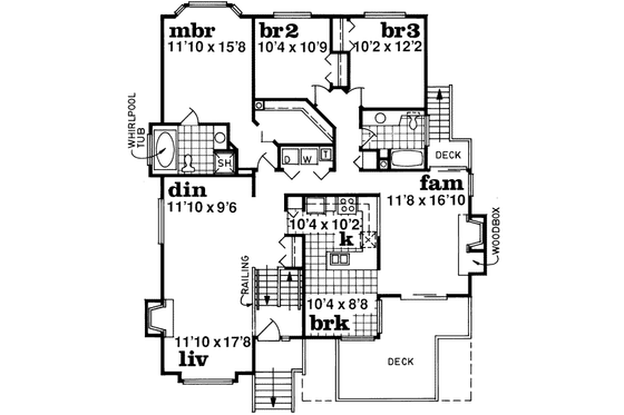 Floor Plan - Upper Floor for Traditional House Plan #47-553 - 3 bed, 2 bath