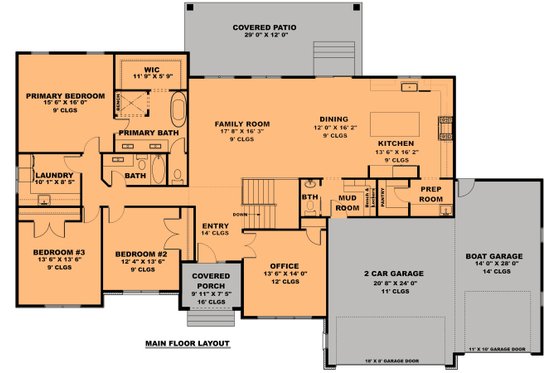 Floor Plan - Main Floor for Traditional House Plan #1111-12 - 4 bed, 2.5 bath