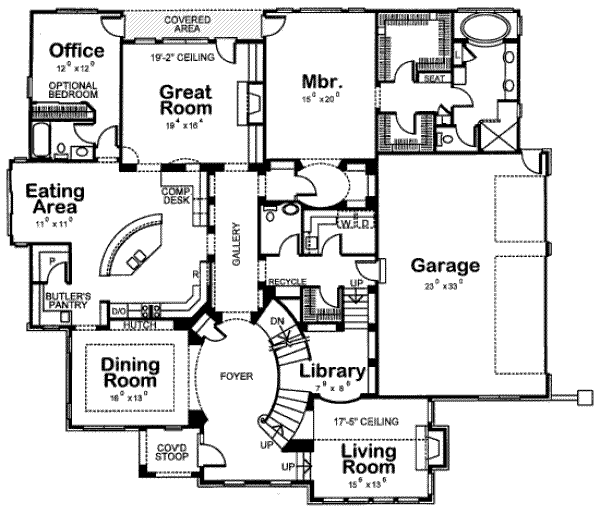 House Plan Design - European Floor Plan - Main Floor Plan #20-1581