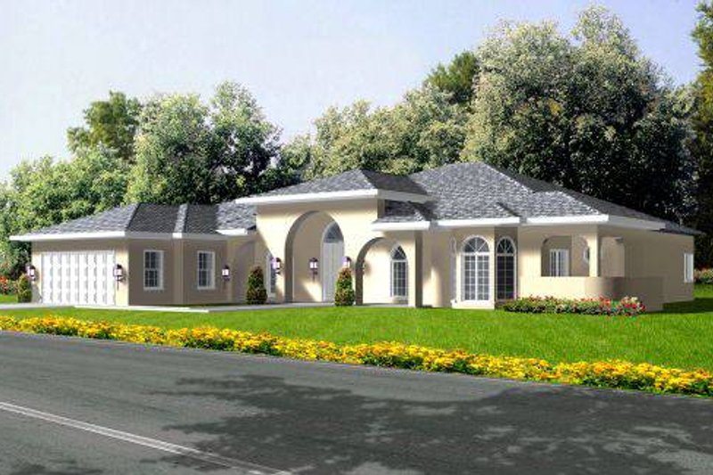 Architectural House Design - Adobe / Southwestern Exterior - Front Elevation Plan #1-602
