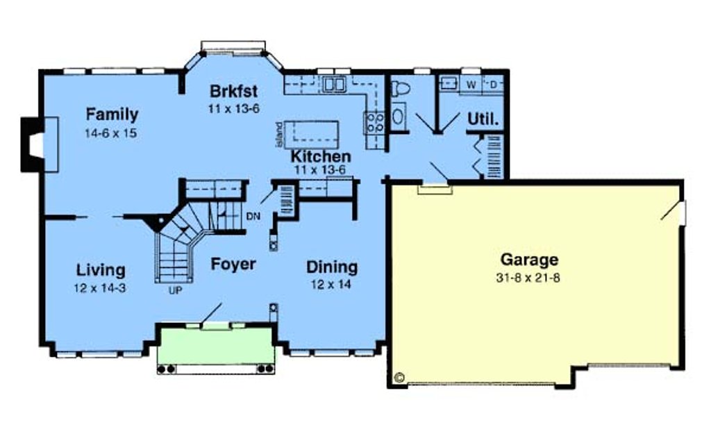 Floor Plan - Main Floor for Craftsman House Plan #312-146 - 3 bed, 2.5 bath