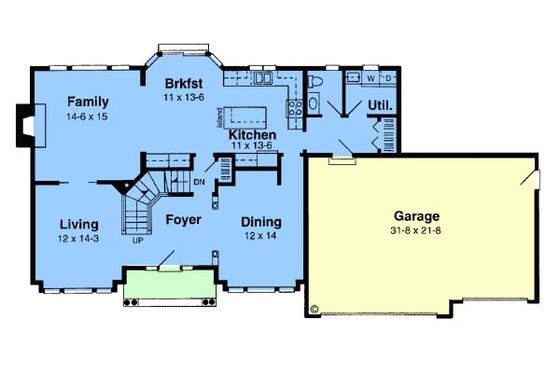 Floor Plan - Main Floor for Craftsman House Plan #312-146 - 3 bed, 2.5 bath