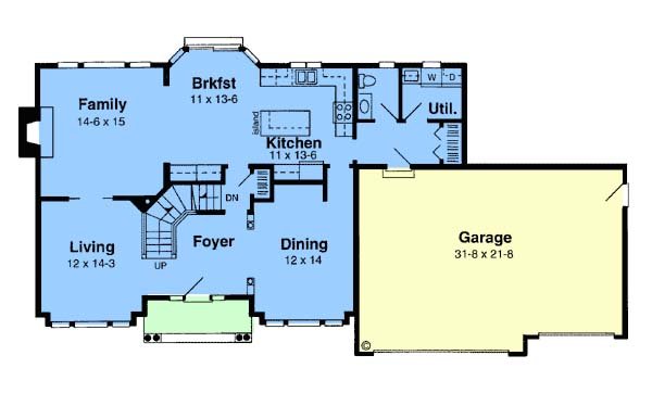 Floor Plan - Main Floor for Craftsman House Plan #312-146 - 3 bed, 2.5 bath