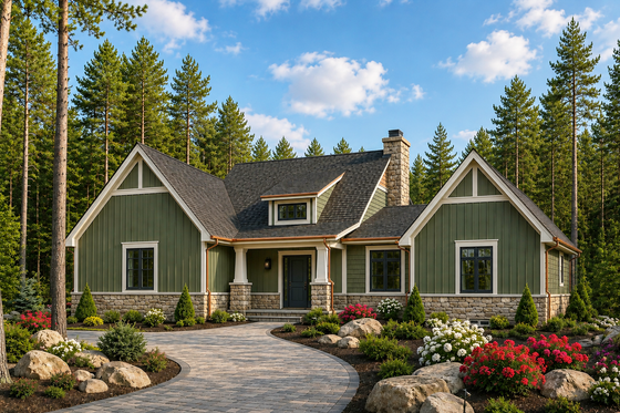 Exterior - Front Elevation 3 for Craftsman House Plan #928-56 - 3 bed, 3.5 bath
