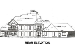 Exterior - Rear Elevation for European House Plan #310-670 - 5 bed, 5 bath