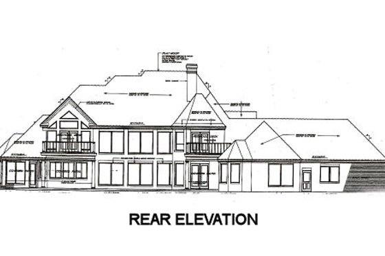 Exterior - Rear Elevation for European House Plan #310-670 - 5 bed, 5 bath