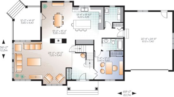 House Plan Design - Craftsman Floor Plan - Main Floor Plan #23-2707