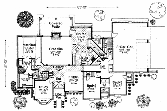 Floor Plan - Main Floor for European House Plan #310-538 - 3 bed, 2.5 bath