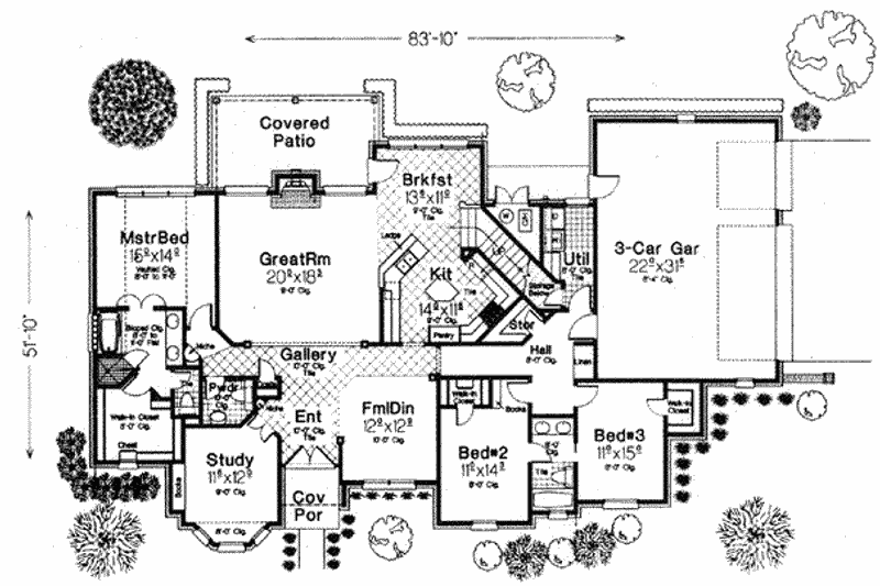 Architectural House Design - Floor Plan - Main Floor for European House Plan #310-538 - 3 bed, 2.5 bath