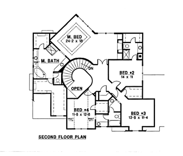 European Floor Plan - Upper Floor Plan #67-182